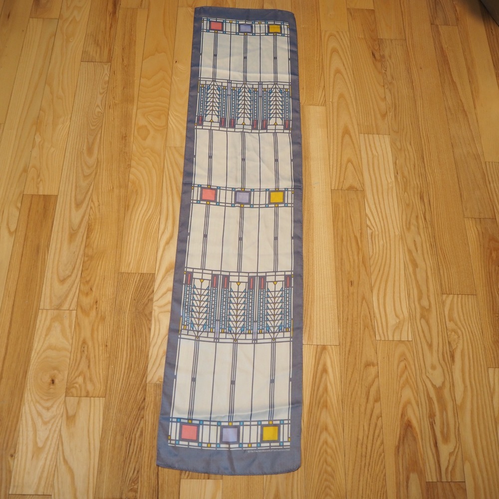 1980's VTG 100% Silk Scarf Frank Lloyd Wright Fine Arts Museum of San Francisco